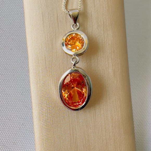 Silver Unlimited Pendant Necklace Faceted Double Gem Sterling 925 Italy - Picture 5 of 14